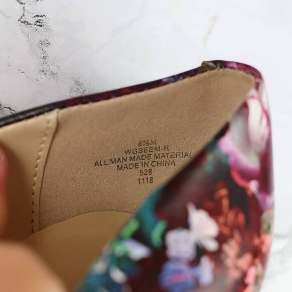 Guess WGSEEM Black Pink Floral Print Pointy Toe Stiletto Pumps Heels Size 8.5 - Picture 5 of 7